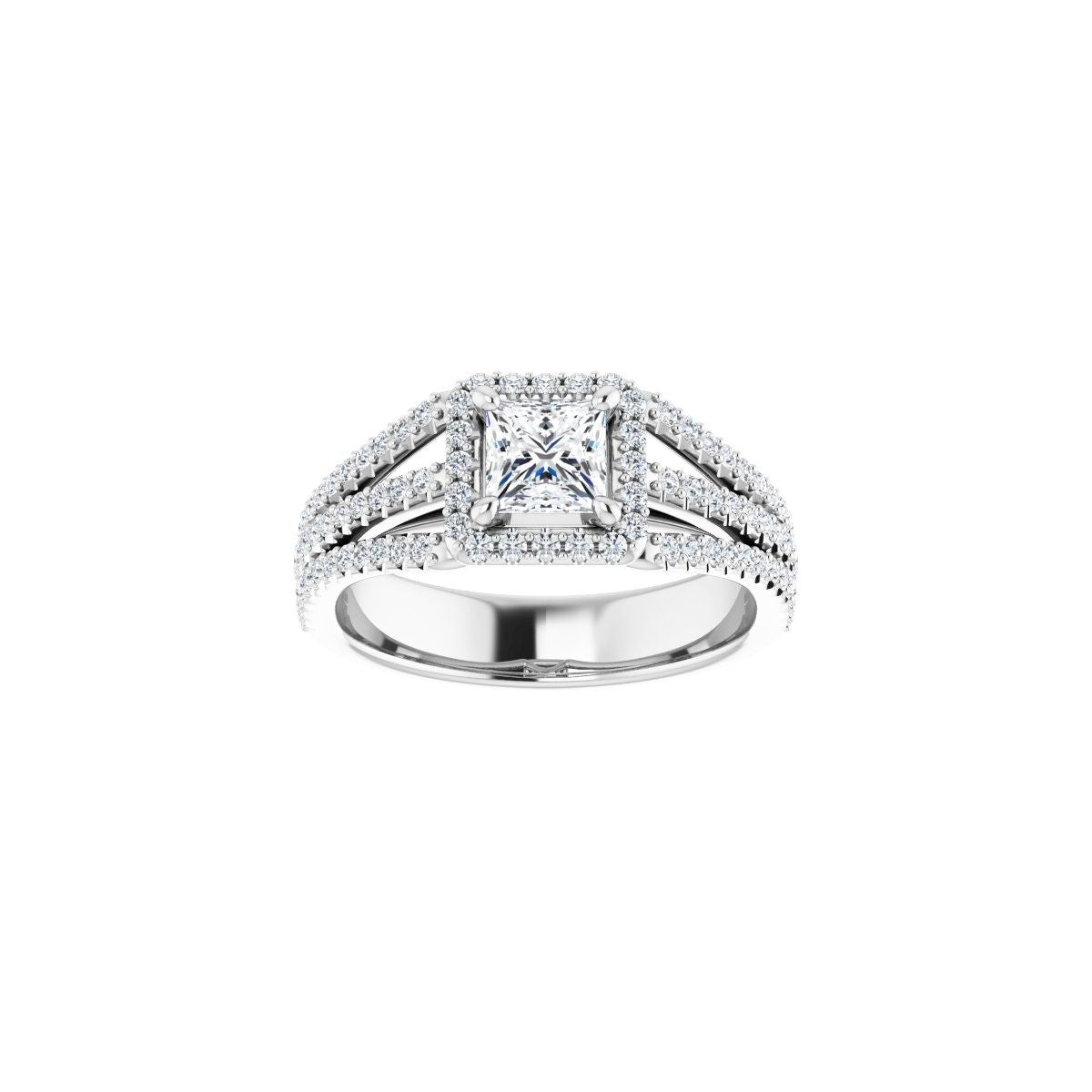Square Halo-Style Engagement Ring Semi-Mount - gallery - Series 123567