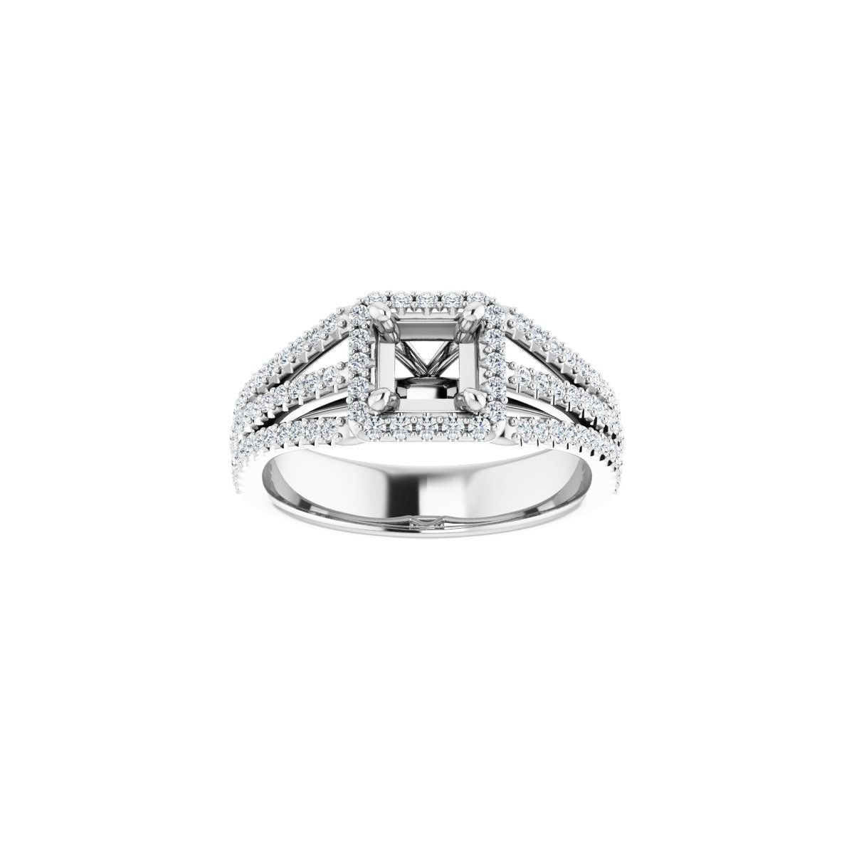 Square Halo-Style Engagement Ring Semi-Mount - gallery - Series 123567
