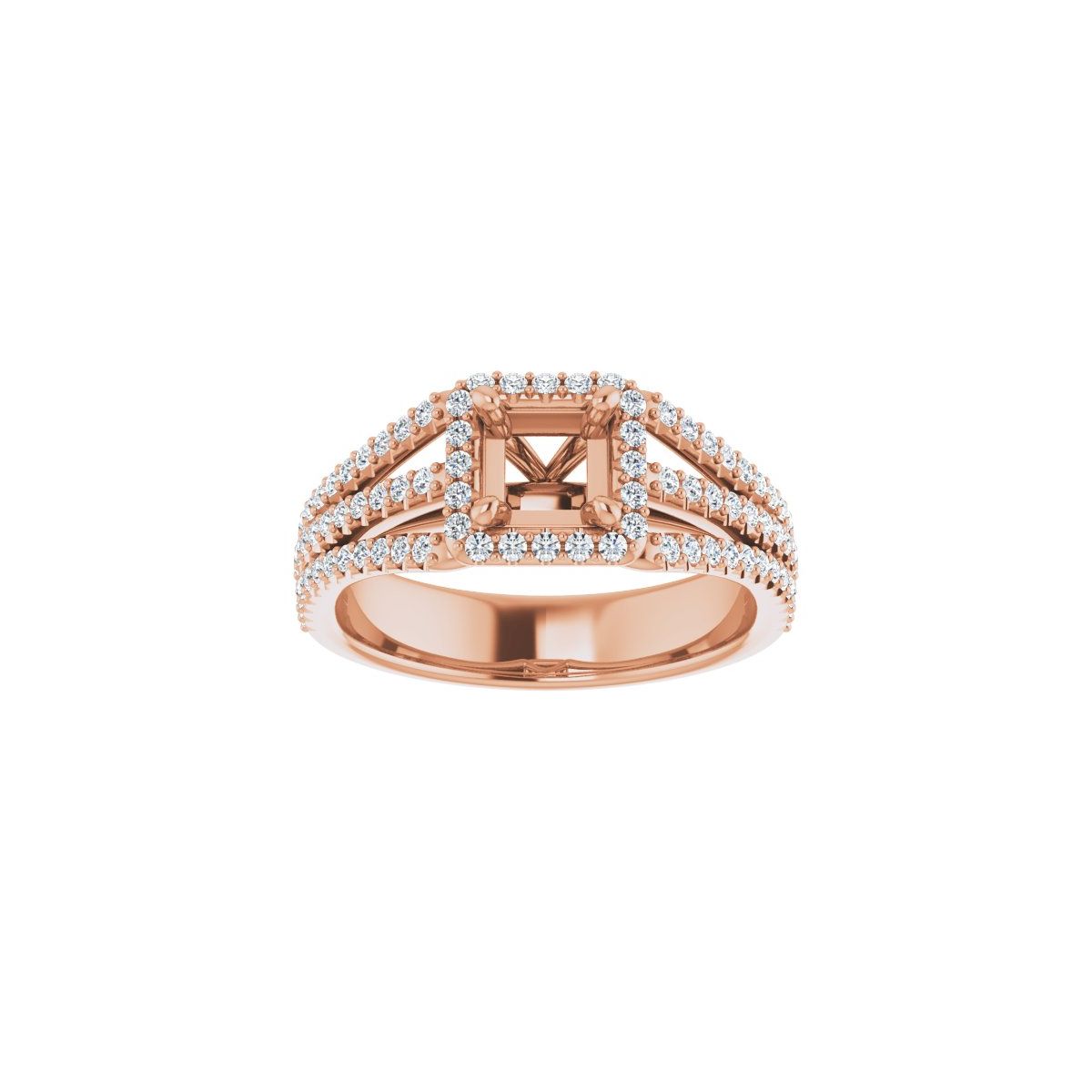 Square Halo-Style Engagement Ring Semi-Mount - gallery - Series 123567