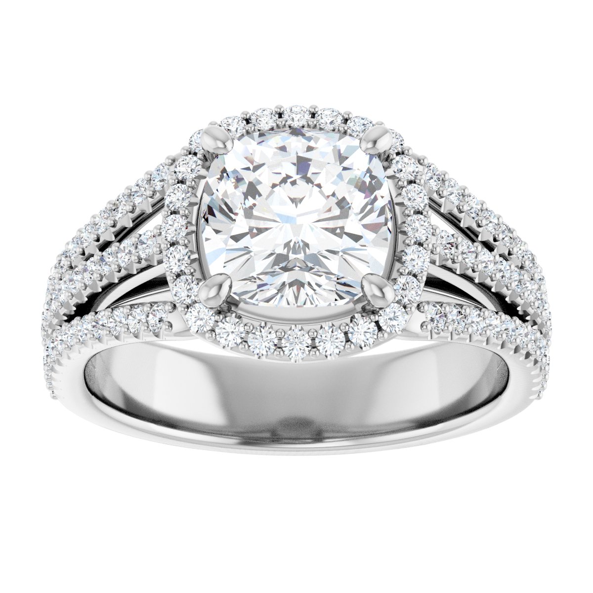 Cushion Halo-Style Engagement Ring Semi-Mount - gallery - Series 123567