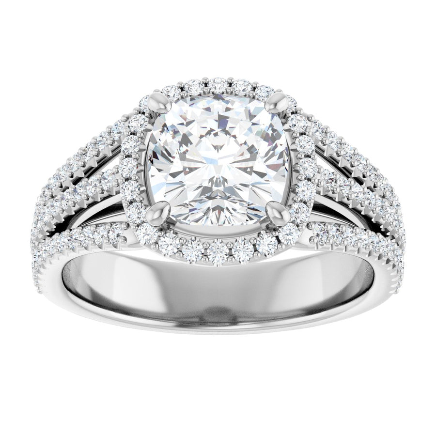 Cushion Halo-Style Engagement Ring Semi-Mount - gallery - Series 123567
