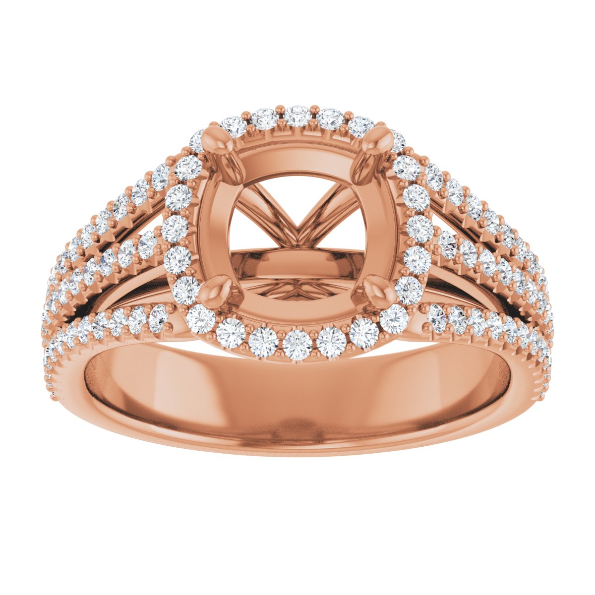 Cushion Halo-Style Engagement Ring Semi-Mount - gallery - Series 123567