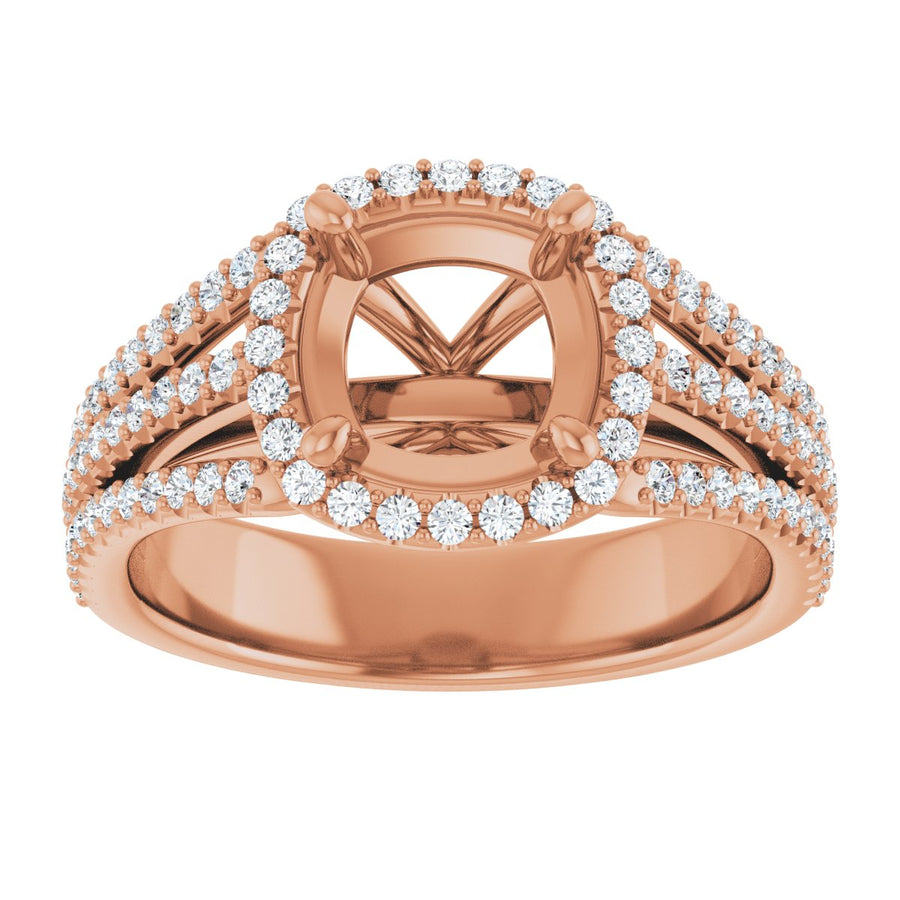 Cushion Halo-Style Engagement Ring Semi-Mount - gallery - Series 123567