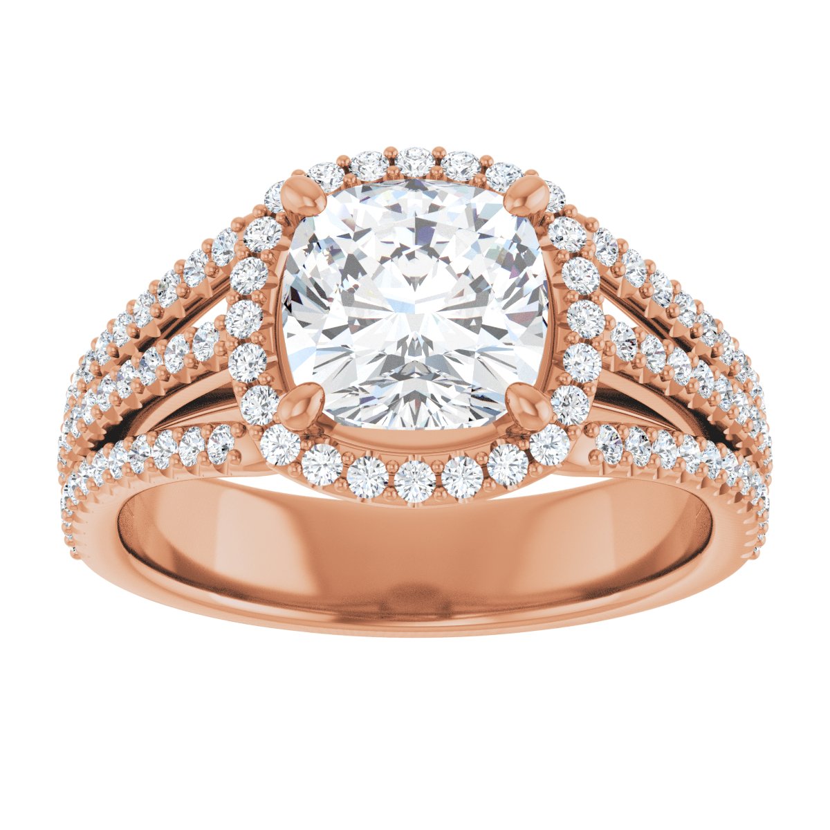 Cushion Halo-Style Engagement Ring Semi-Mount - gallery - Series 123567