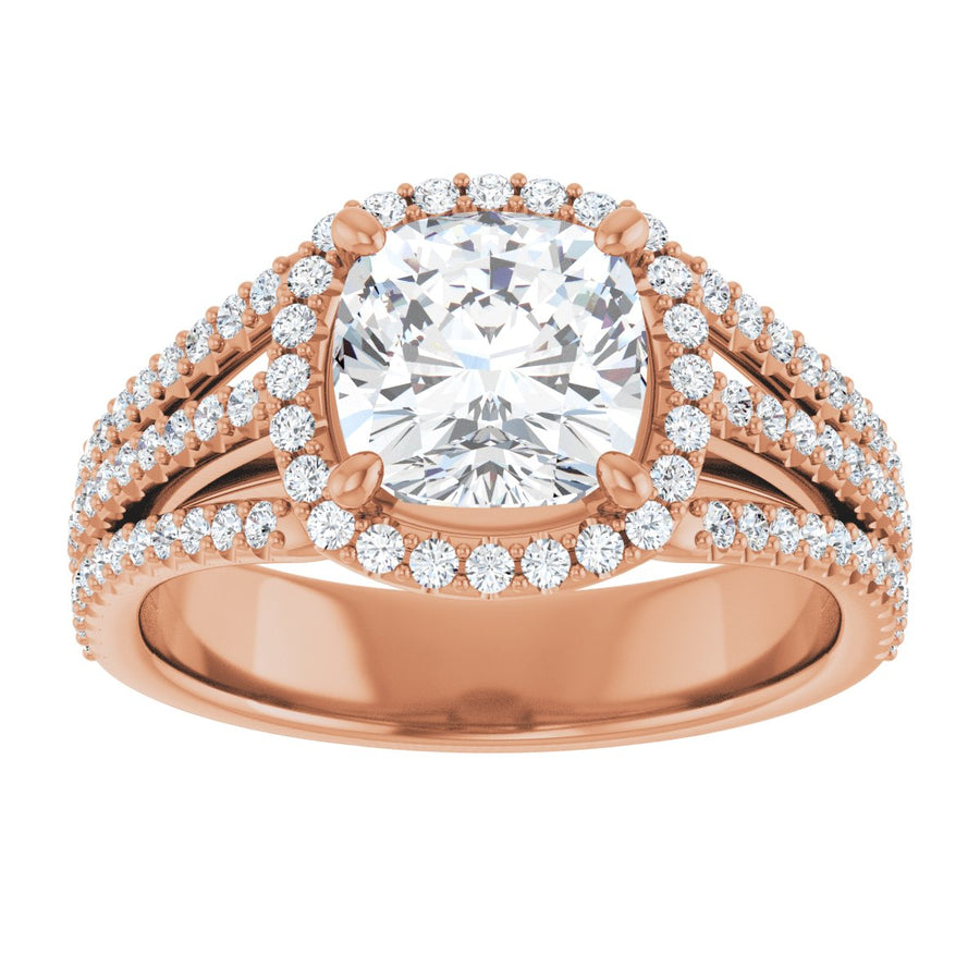 Cushion Halo-Style Engagement Ring Semi-Mount - gallery - Series 123567