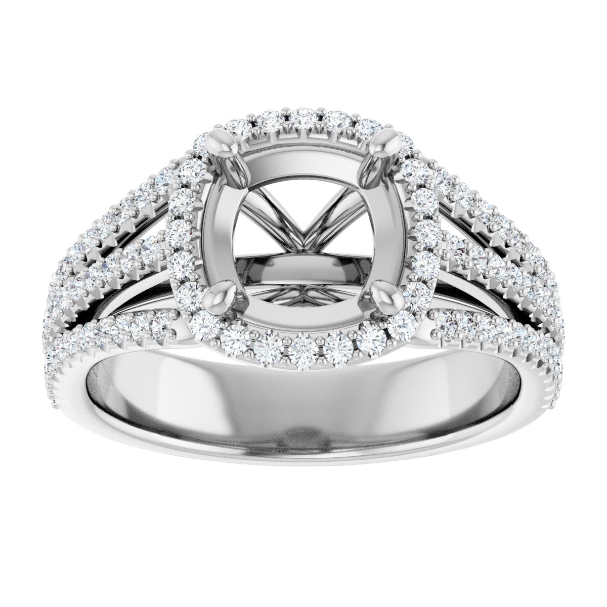 Cushion Halo-Style Engagement Ring Semi-Mount - gallery - Series 123567