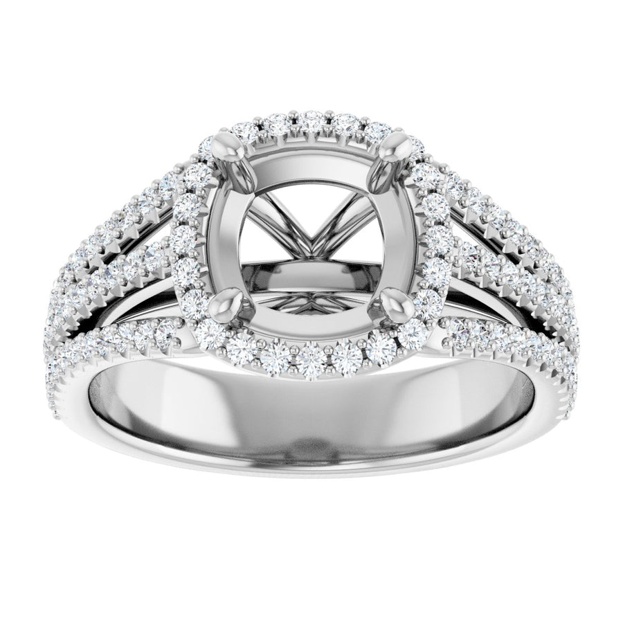 Cushion Halo-Style Engagement Ring Semi-Mount - gallery - Series 123567
