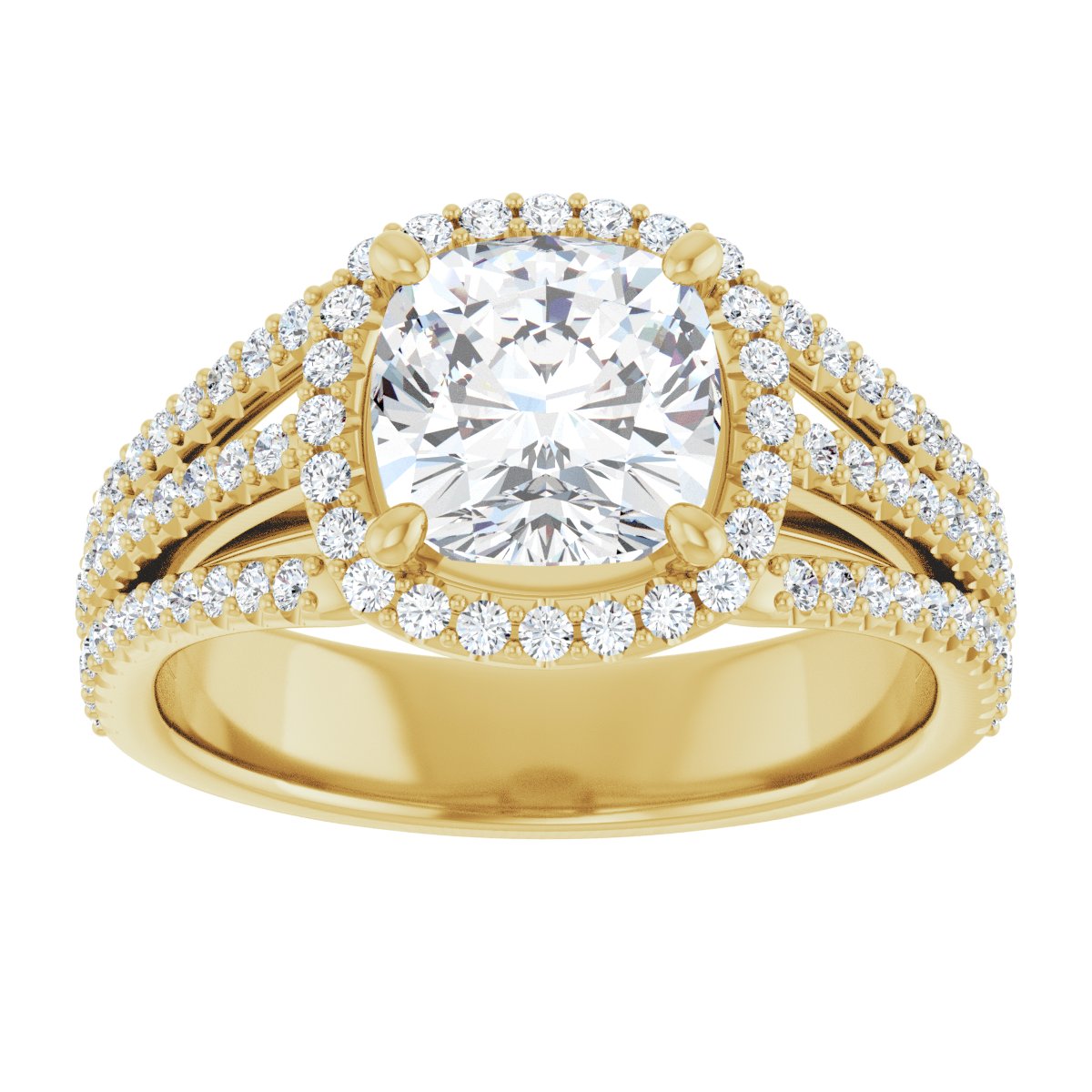 Cushion Halo-Style Engagement Ring Semi-Mount - gallery - Series 123567
