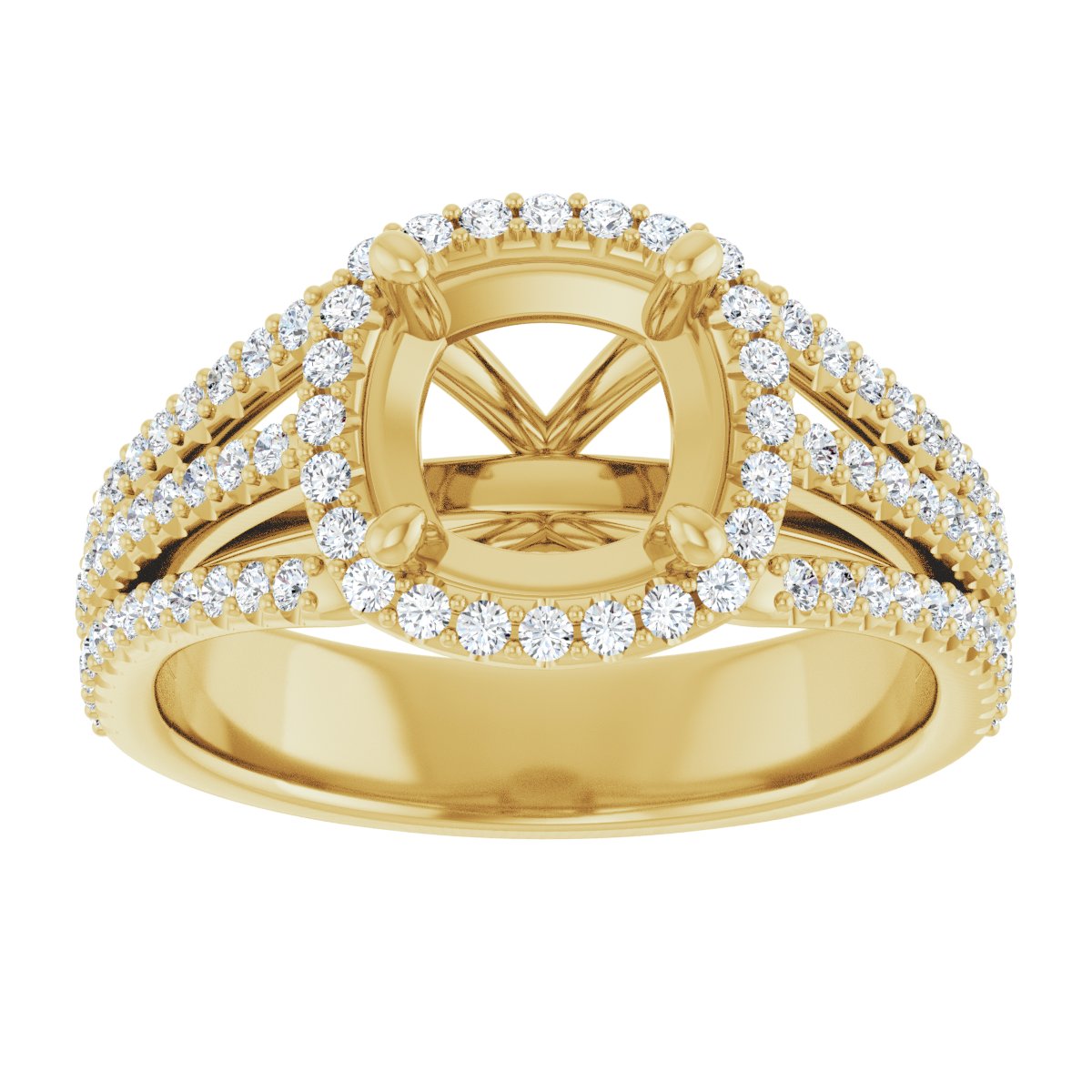 Cushion Halo-Style Engagement Ring Semi-Mount - gallery - Series 123567