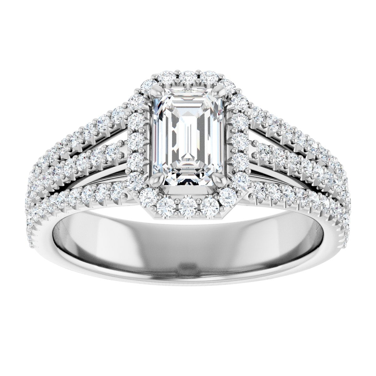 Emerald Halo-Style Engagement Ring Semi-Mount - gallery - Series 123567