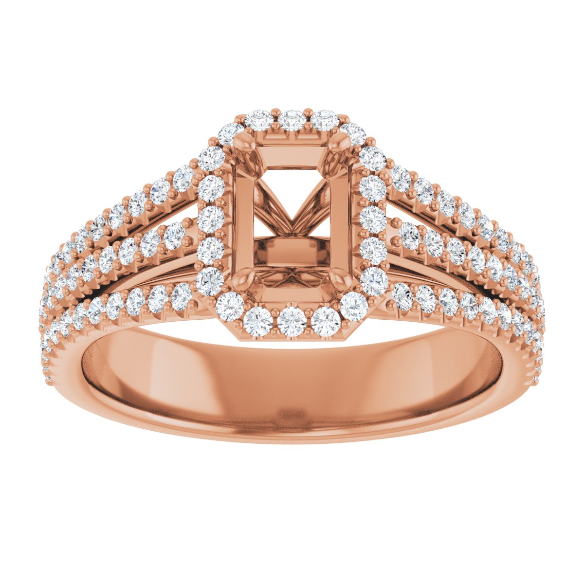 Emerald Halo-Style Engagement Ring Semi-Mount - gallery - Series 123567