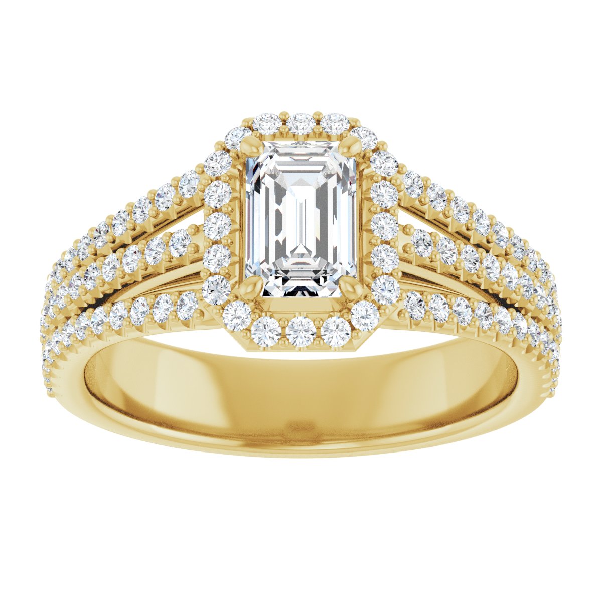 Emerald Halo-Style Engagement Ring Semi-Mount - gallery - Series 123567
