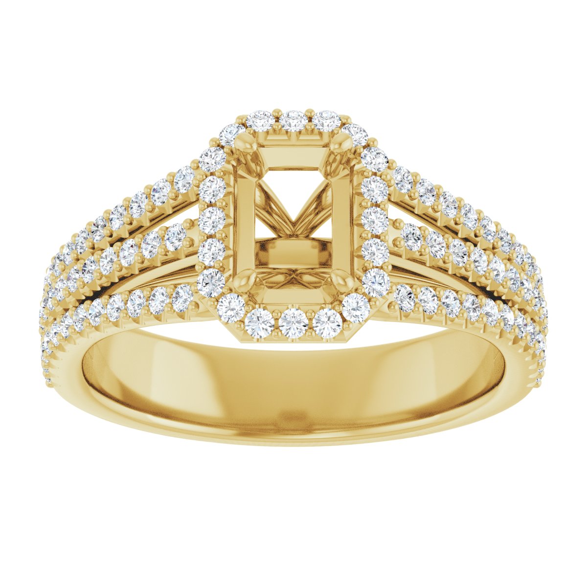 Emerald Halo-Style Engagement Ring Semi-Mount - gallery - Series 123567