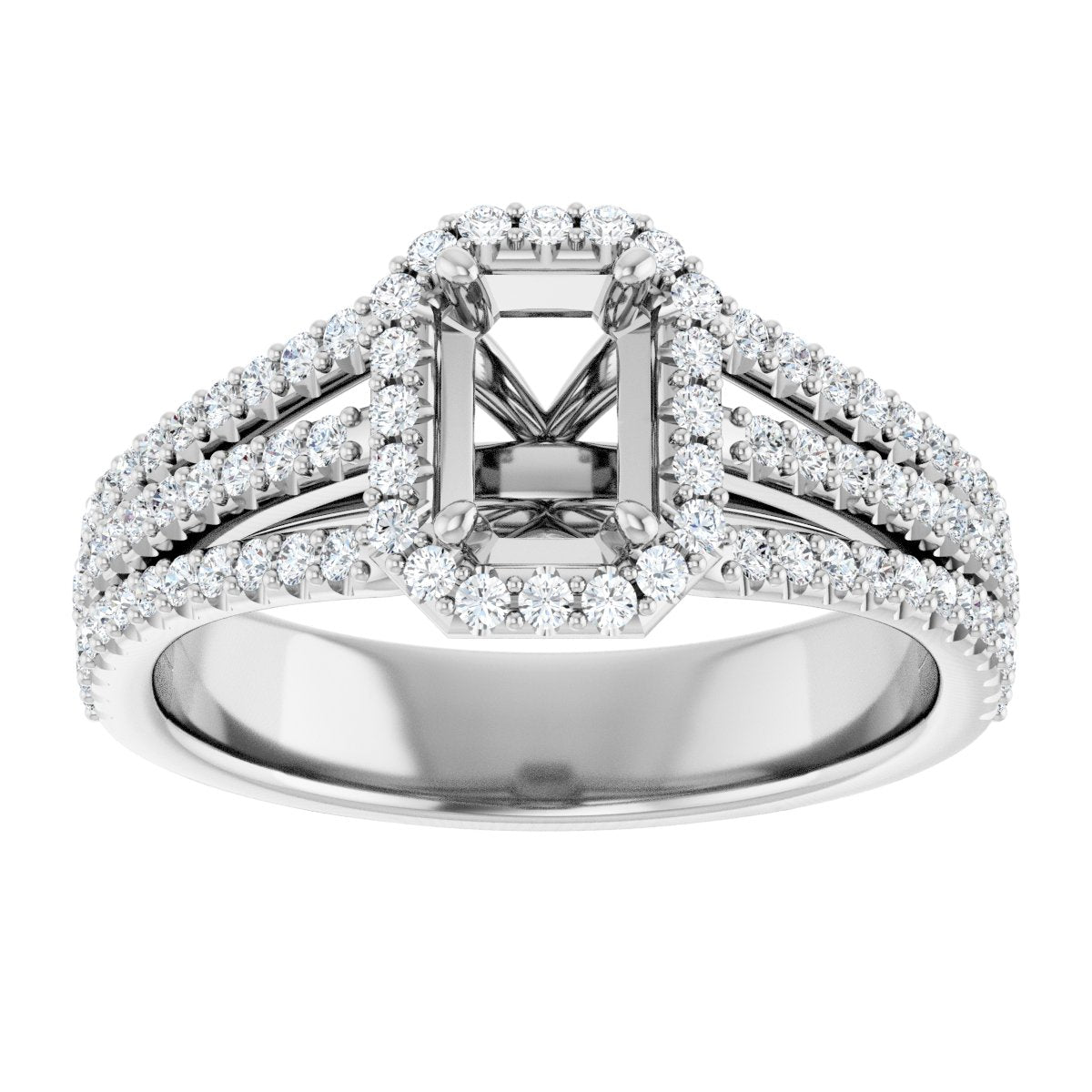 Emerald Halo-Style Engagement Ring Semi-Mount - gallery - Series 123567