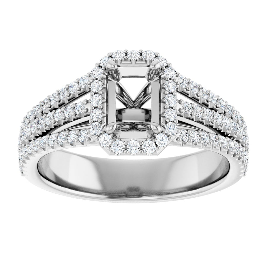 Emerald Halo-Style Engagement Ring Semi-Mount - gallery - Series 123567