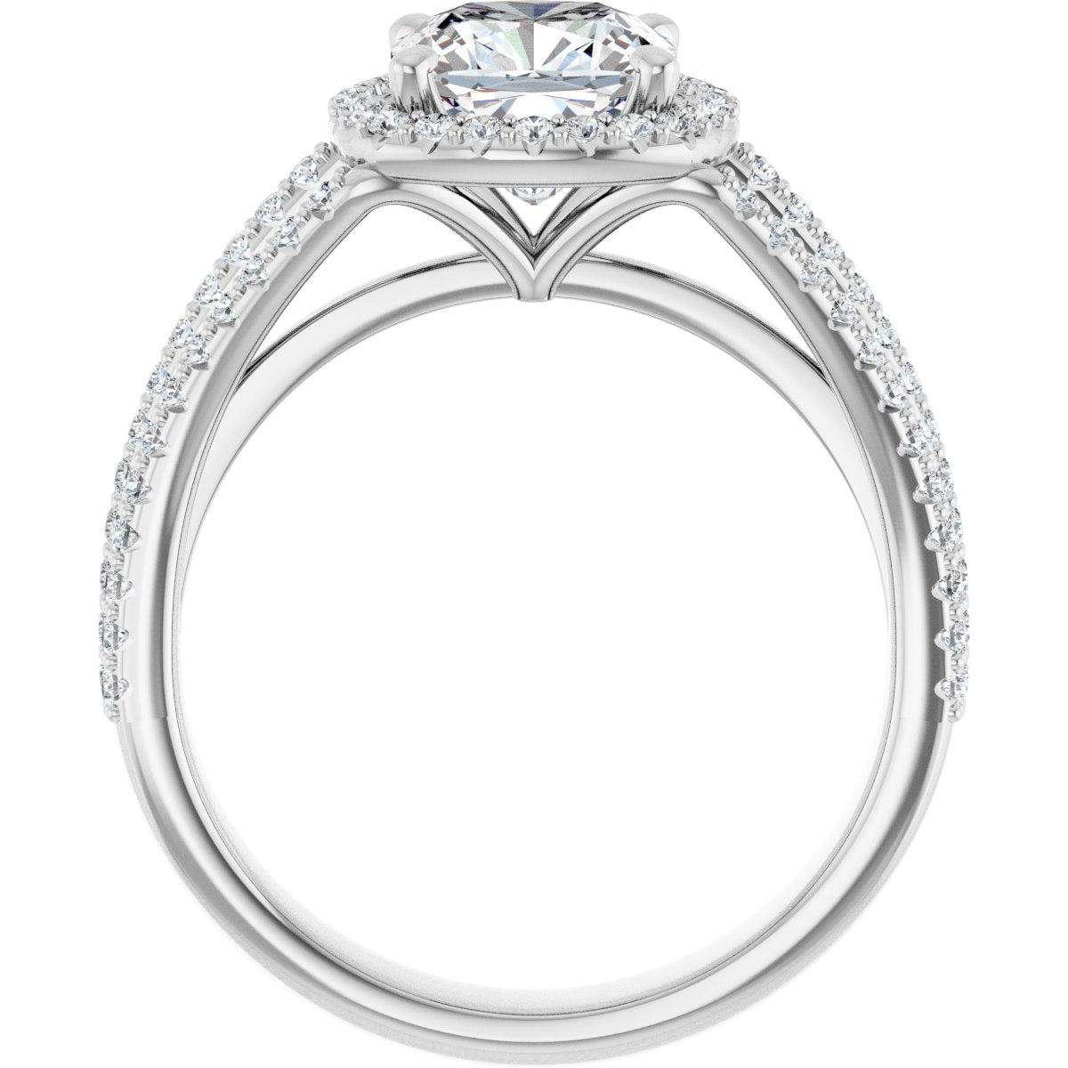 Cushion Halo-Style Engagement Ring Semi-Mount - gallery - Series 123567