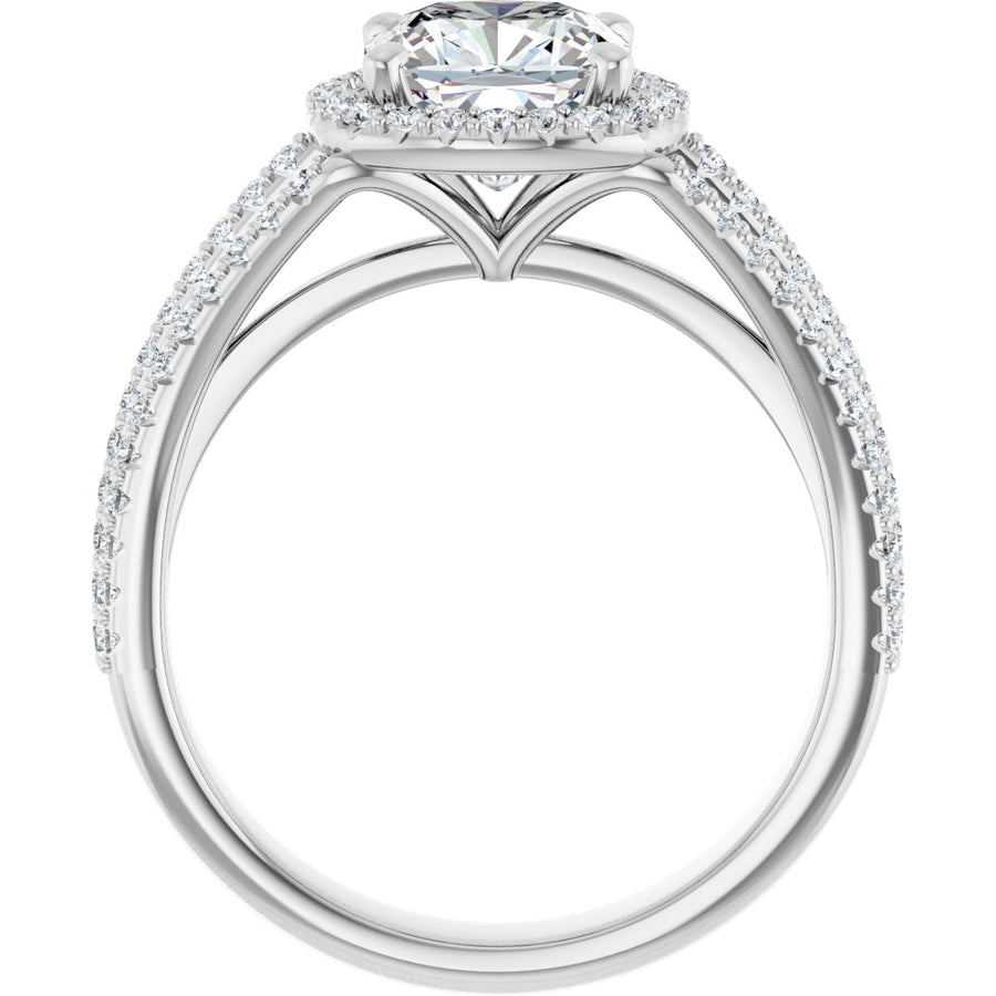 Cushion Halo-Style Engagement Ring Semi-Mount - gallery - Series 123567