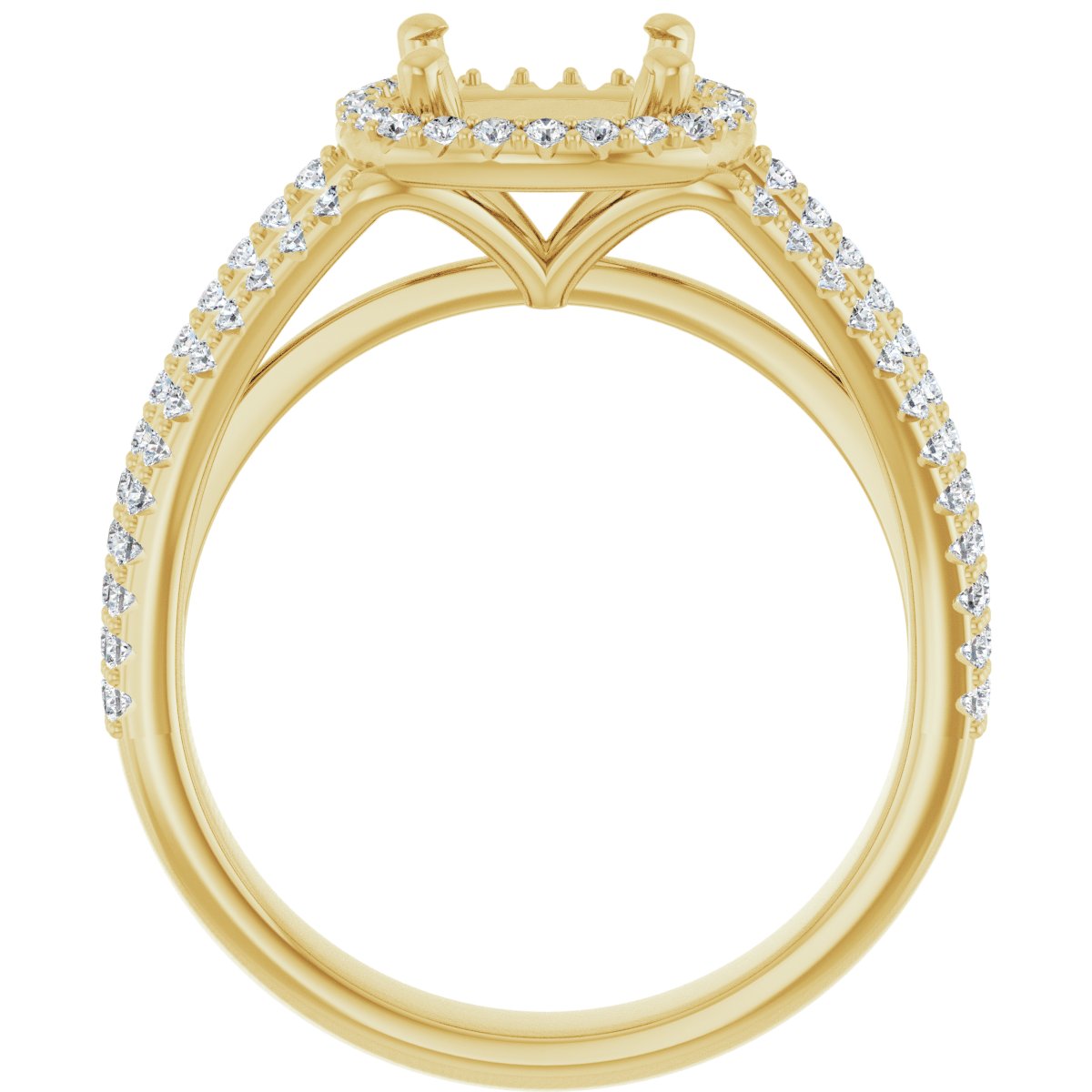Cushion Halo-Style Engagement Ring Semi-Mount - gallery - Series 123567