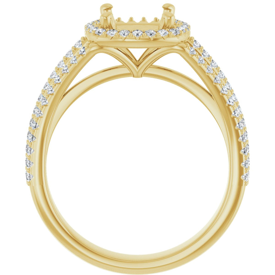 Cushion Halo-Style Engagement Ring Semi-Mount - gallery - Series 123567