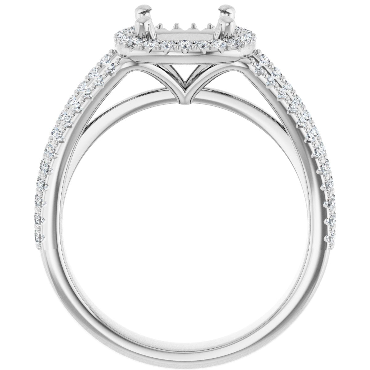 Cushion Halo-Style Engagement Ring Semi-Mount - gallery - Series 123567