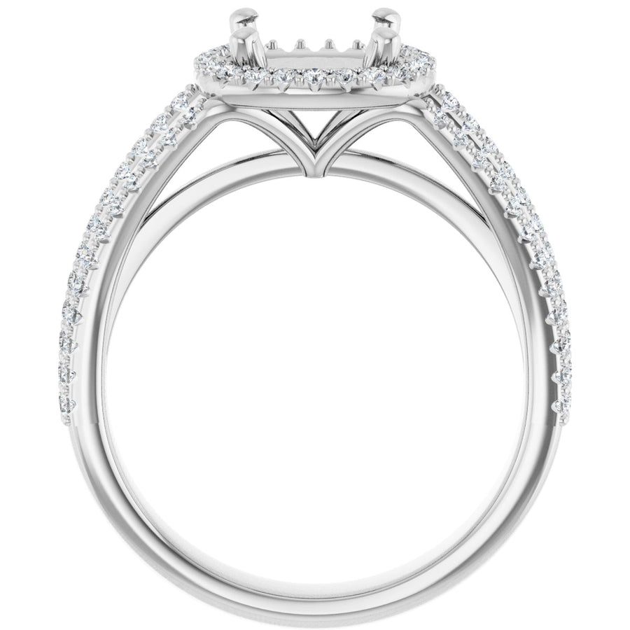 Cushion Halo-Style Engagement Ring Semi-Mount - gallery - Series 123567