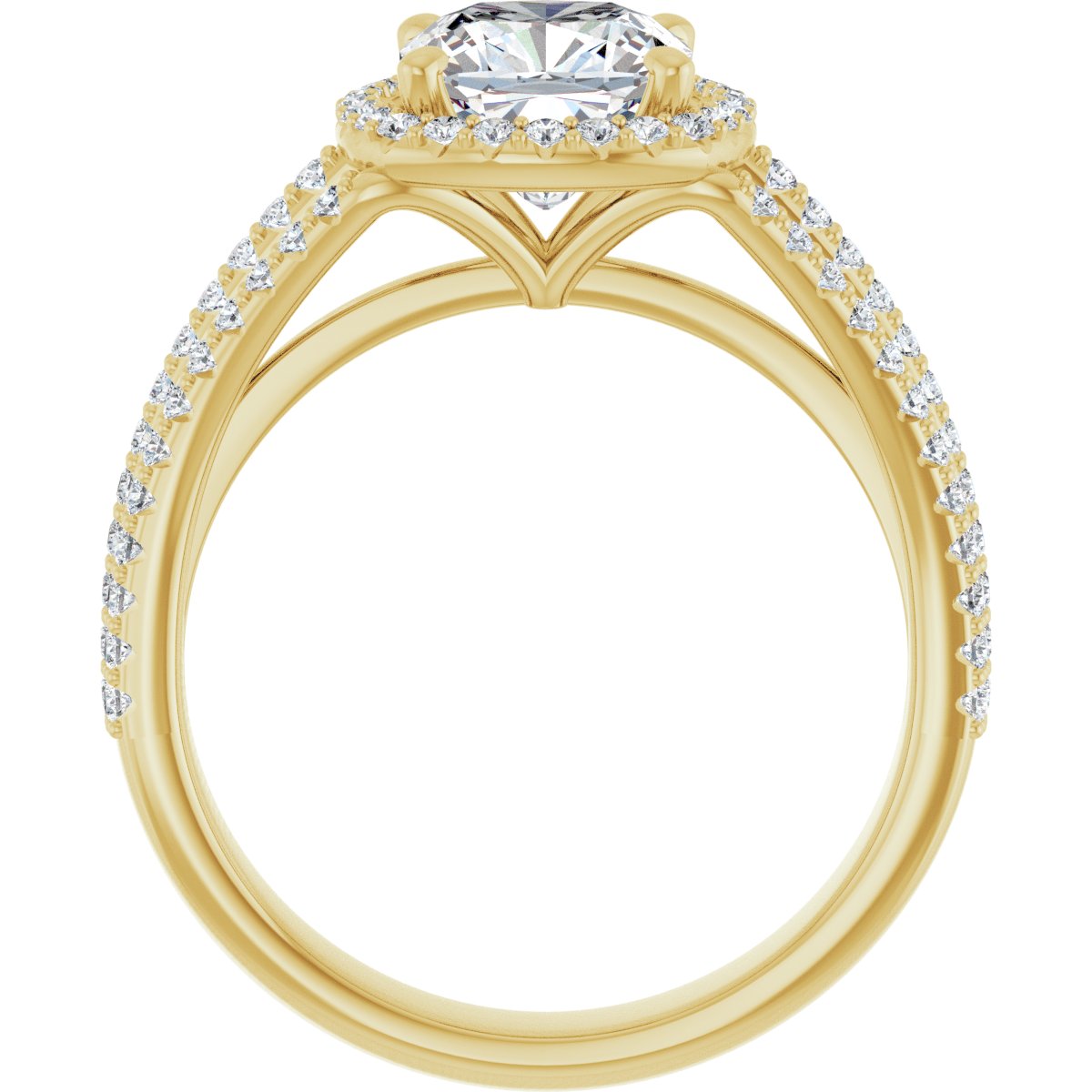 Cushion Halo-Style Engagement Ring Semi-Mount - gallery - Series 123567