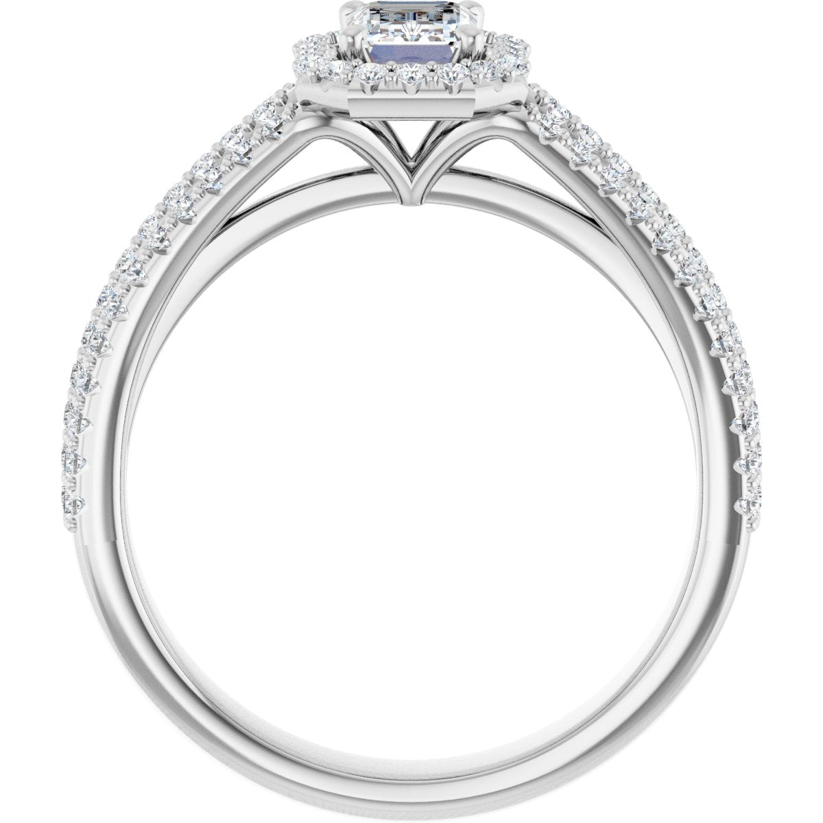 Emerald Halo-Style Engagement Ring Semi-Mount - gallery - Series 123567