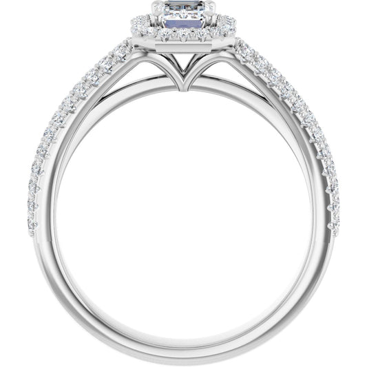 Emerald Halo-Style Engagement Ring Semi-Mount - gallery - Series 123567