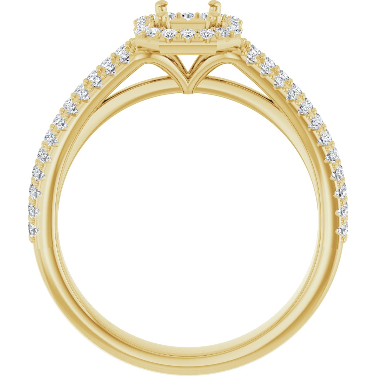 Emerald Halo-Style Engagement Ring Semi-Mount - gallery - Series 123567