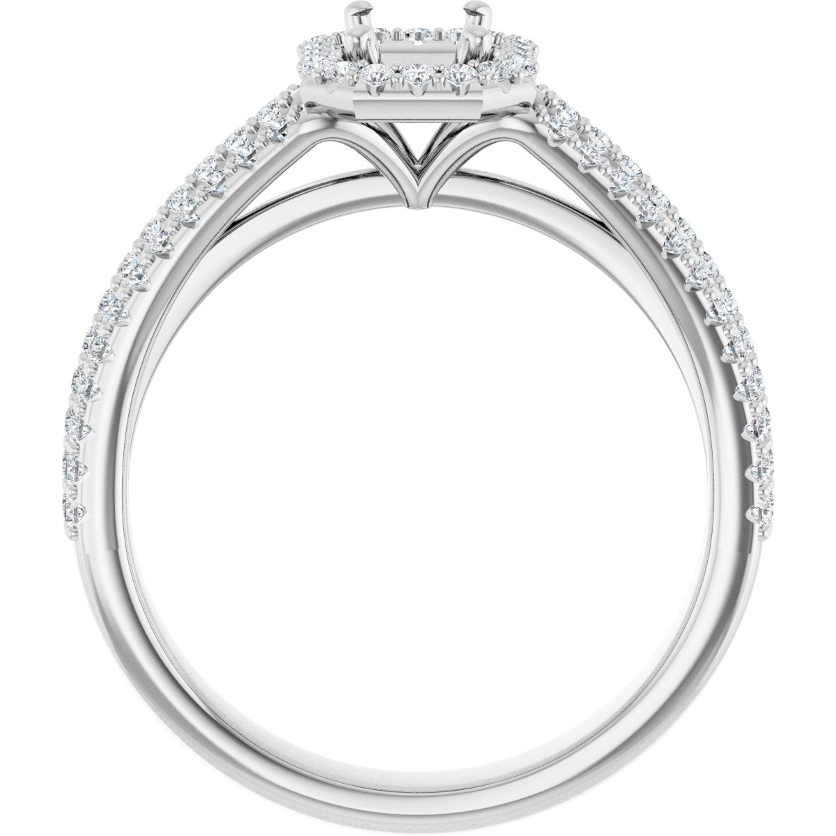 Emerald Halo-Style Engagement Ring Semi-Mount - gallery - Series 123567