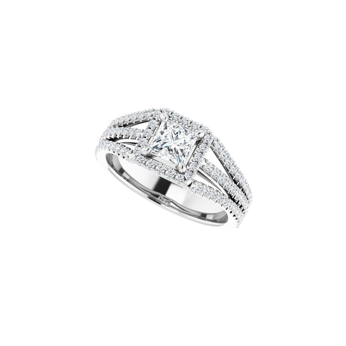 Square Halo-Style Engagement Ring Semi-Mount - gallery - Series 123567
