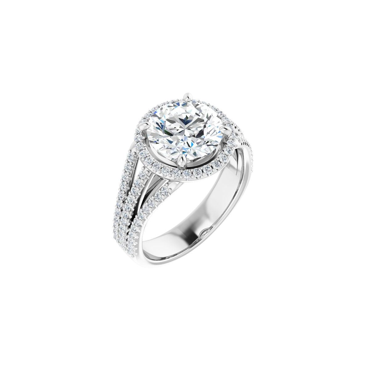 Natural Diamond Round Halo-Style Engagement Ring Semi-Mount - Platinum - Series 123567