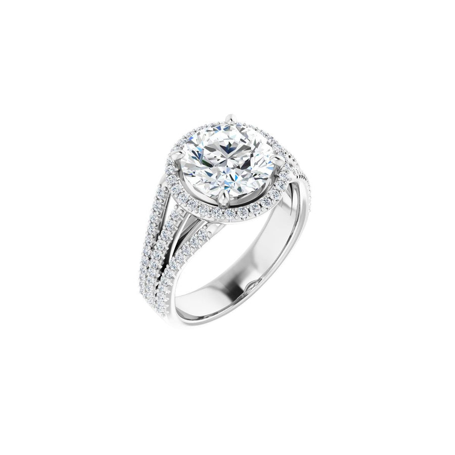 Natural Diamond Round Halo-Style Engagement Ring Semi-Mount - Platinum - Series 123567
