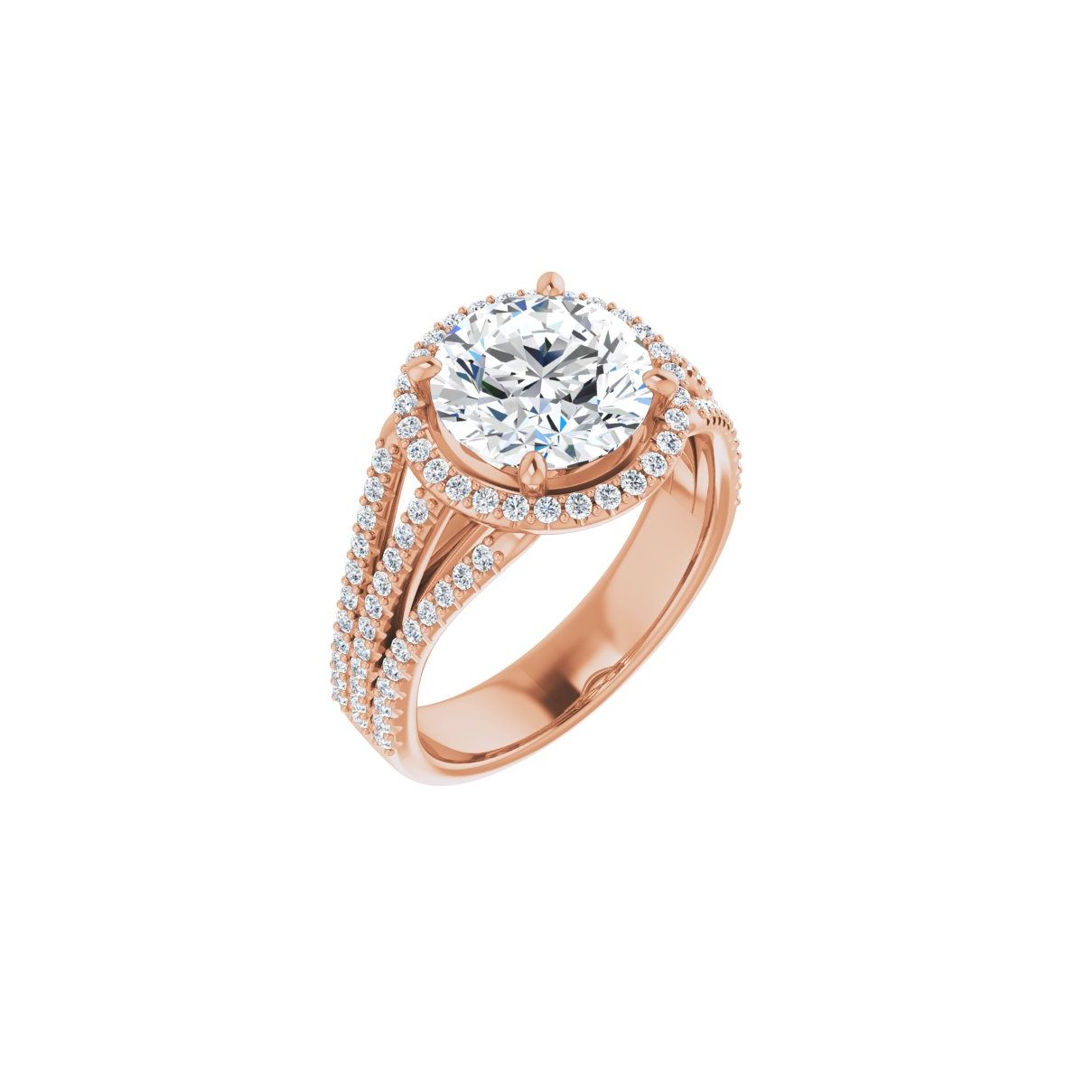 Natural Diamond Round Halo-Style Engagement Ring Semi-Mount - 14K Rose Gold - Series 123567