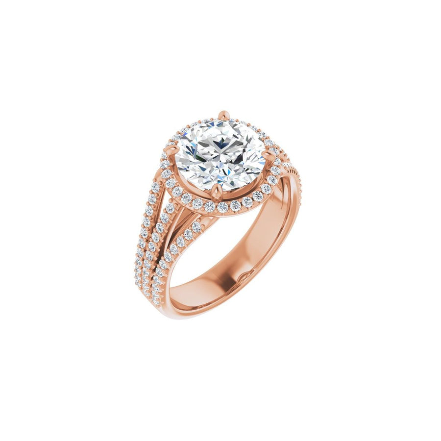 Natural Diamond Round Halo-Style Engagement Ring Semi-Mount - 14K Rose Gold - Series 123567