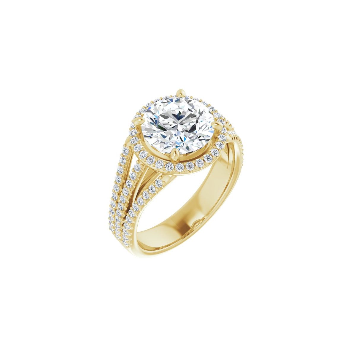 Natural Diamond Round Halo-Style Engagement Ring Semi-Mount - 14K Yellow Gold - Series 123567