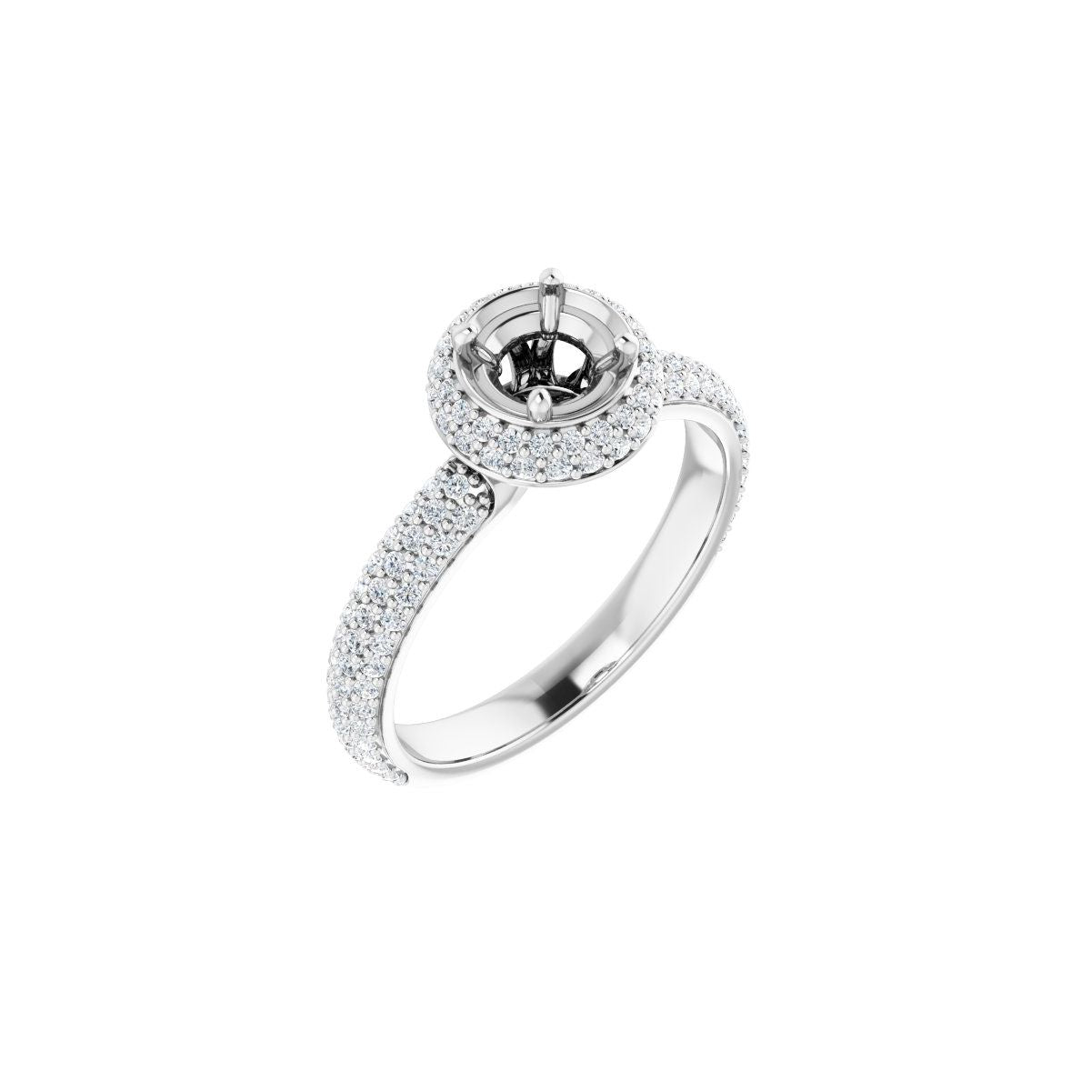 Natural Diamond Round Pavé-Style Double Halo-Style Engagement Ring Semi-Mount - Platinum - Series 123525