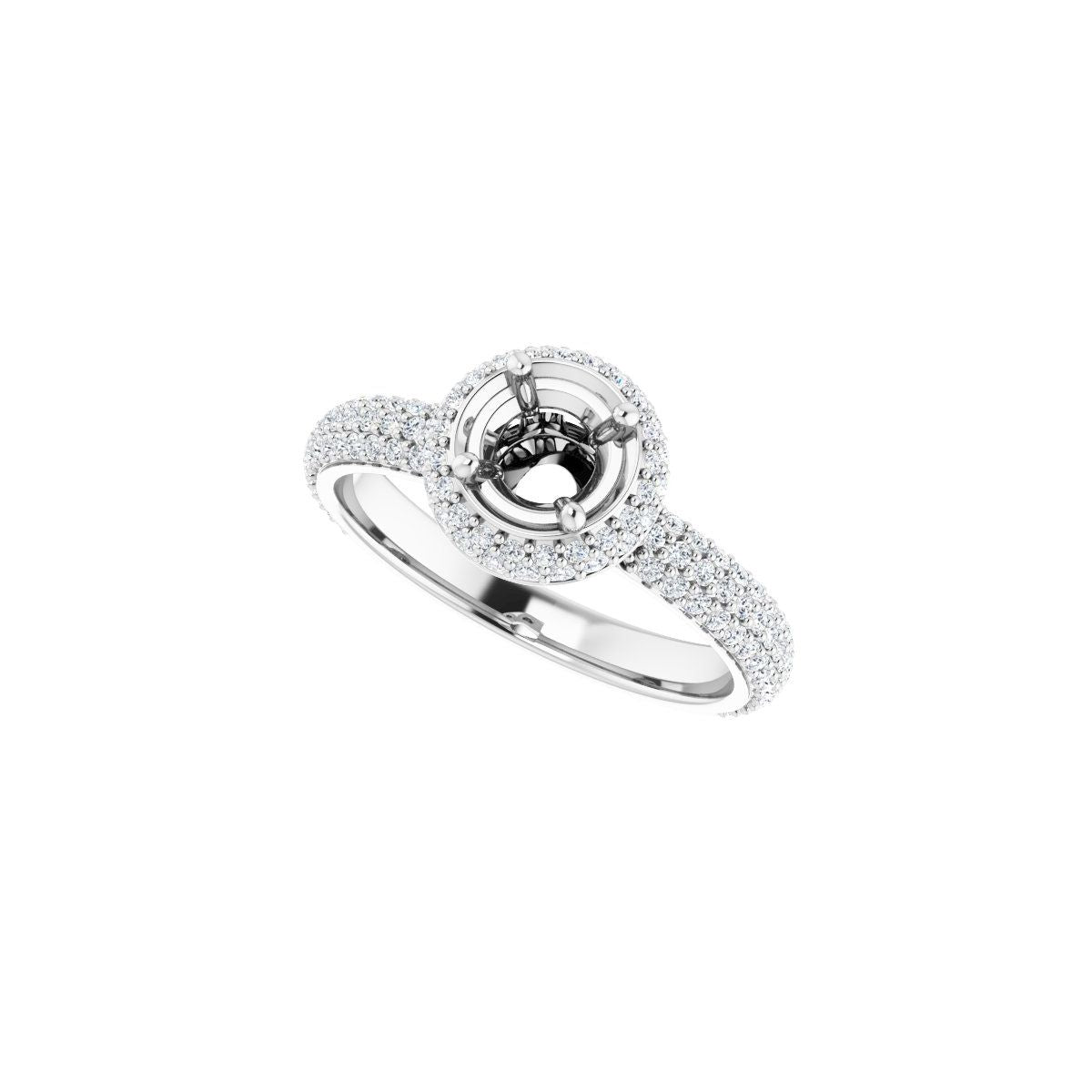 Round Pavé-Style Double Halo-Style Engagement Ring Semi-Mount - gallery - Series 123525