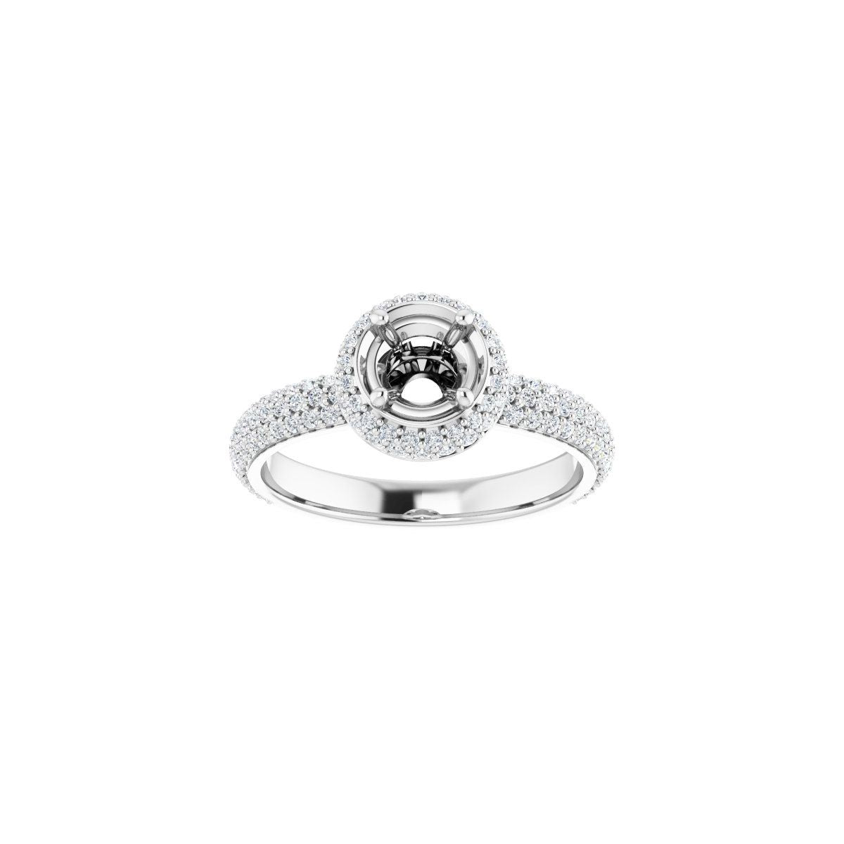 Round Pavé-Style Double Halo-Style Engagement Ring Semi-Mount - gallery - Series 123525