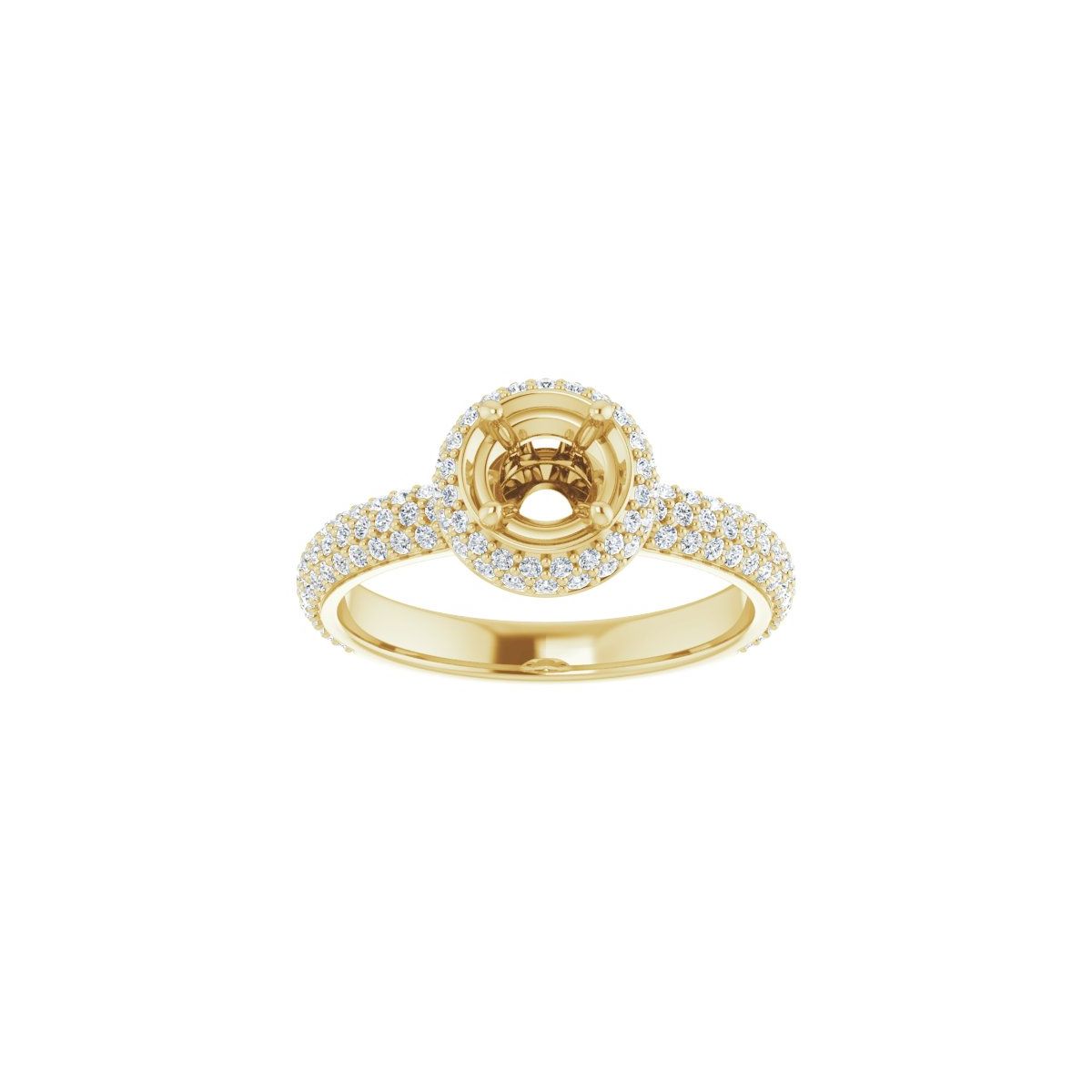 Round Pavé-Style Double Halo-Style Engagement Ring Semi-Mount - gallery - Series 123525