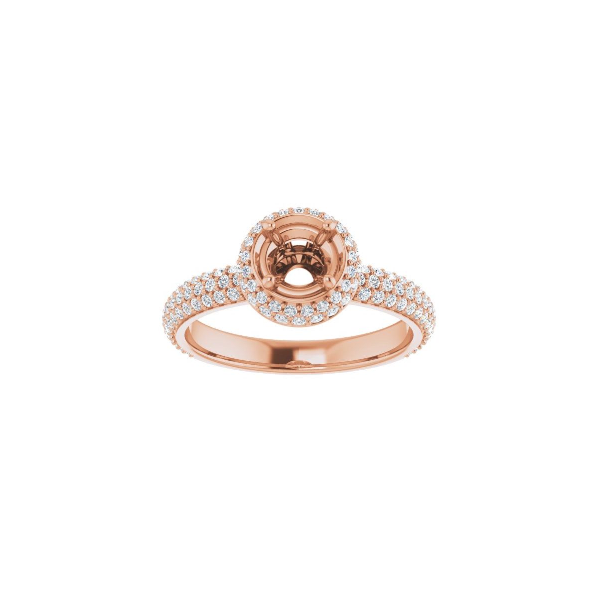 Round Pavé-Style Double Halo-Style Engagement Ring Semi-Mount - gallery - Series 123525