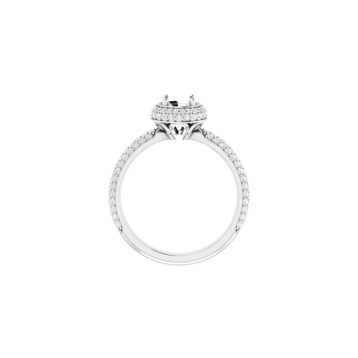Round Pavé-Style Double Halo-Style Engagement Ring Semi-Mount - gallery - Series 123525