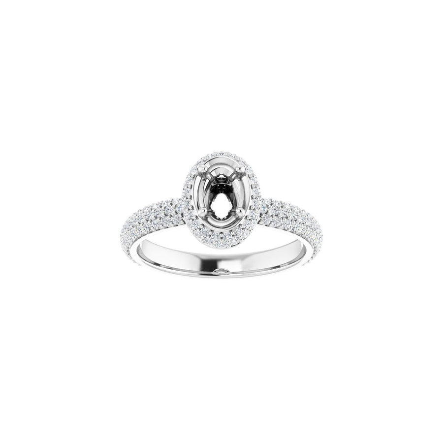 Oval Pavé-Style Double Halo-Style Engagement Ring Semi-Mount - gallery - Series 123525