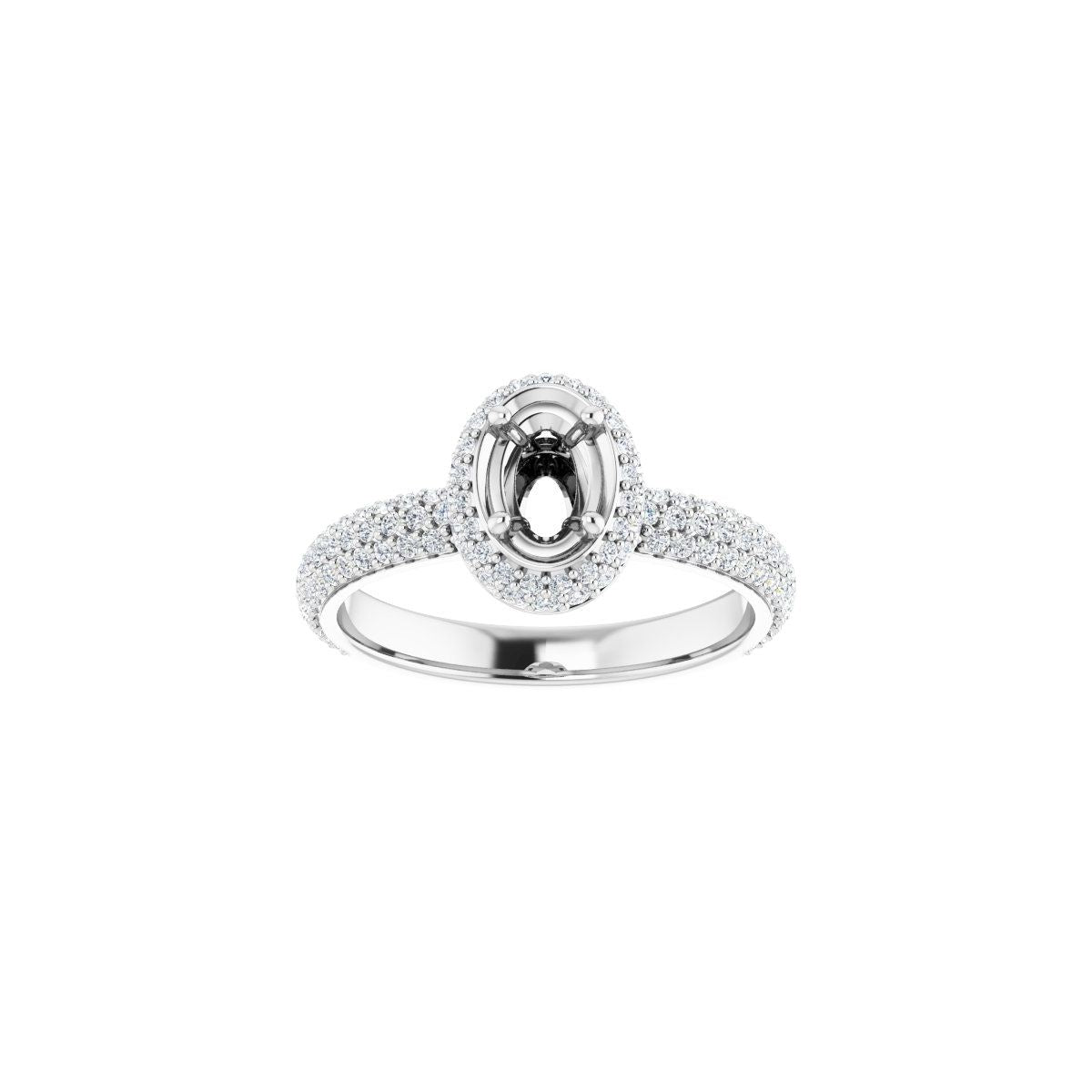 Oval Pavé-Style Double Halo-Style Engagement Ring Semi-Mount - gallery - Series 123525