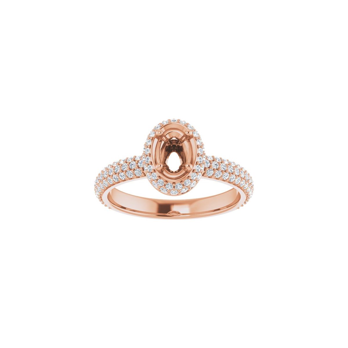 Oval Pavé-Style Double Halo-Style Engagement Ring Semi-Mount - gallery - Series 123525