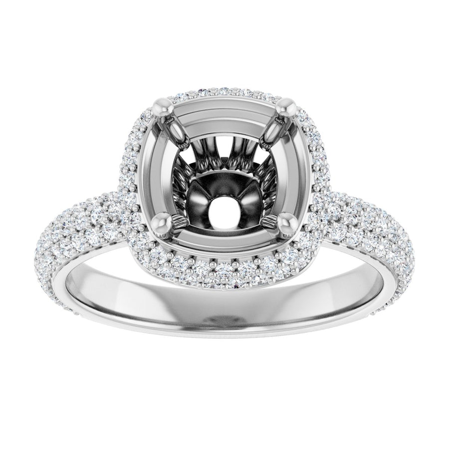 Cushion Pavé-Style Double Halo-Style Engagement Ring Semi-Mount - gallery - Series 123525