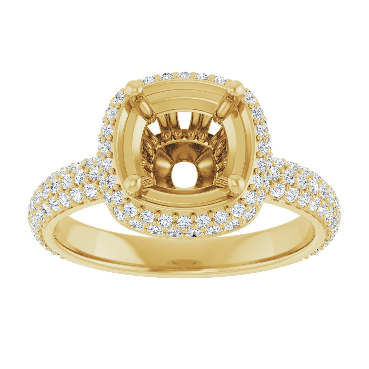 Cushion Pavé-Style Double Halo-Style Engagement Ring Semi-Mount - gallery - Series 123525