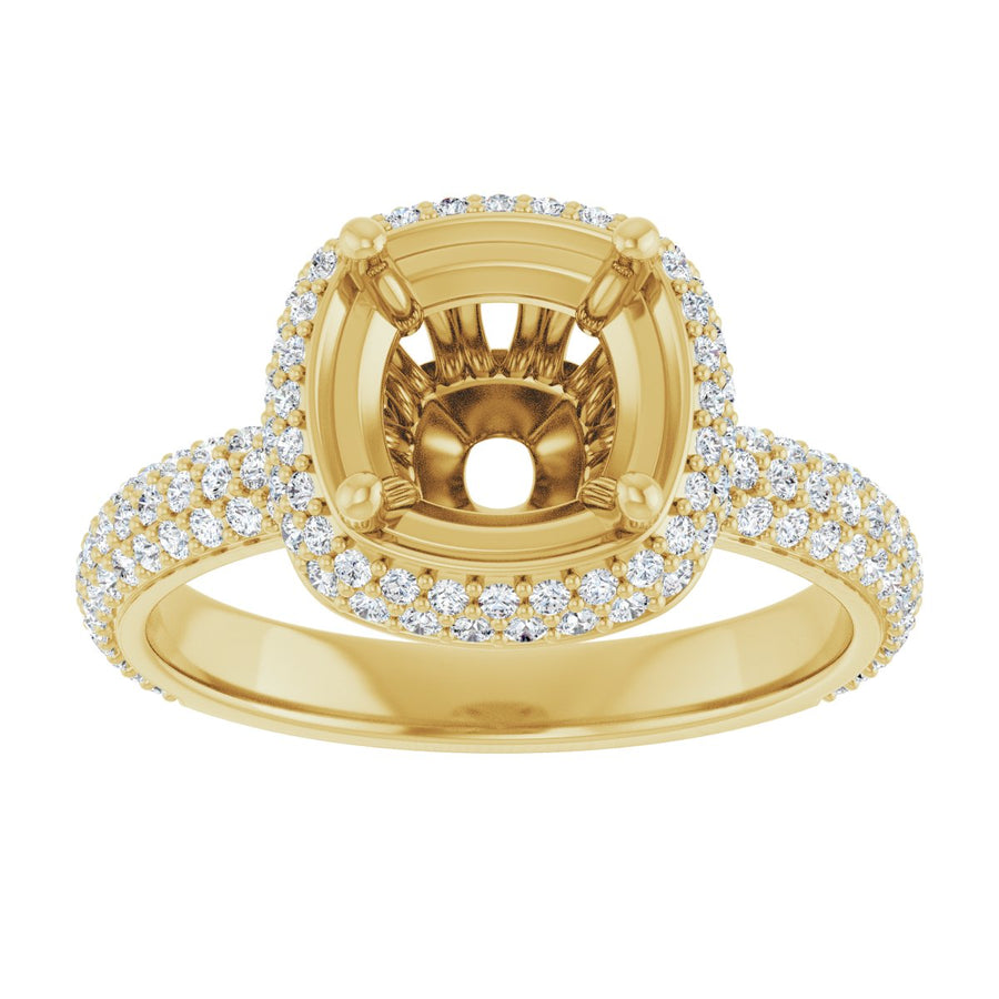 Cushion Pavé-Style Double Halo-Style Engagement Ring Semi-Mount - gallery - Series 123525