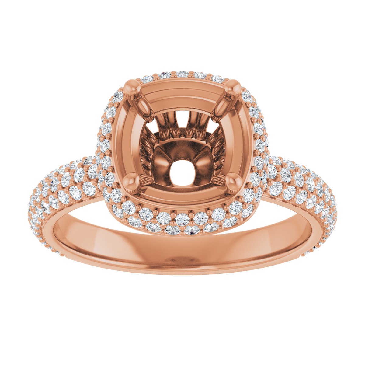 Cushion Pavé-Style Double Halo-Style Engagement Ring Semi-Mount - gallery - Series 123525