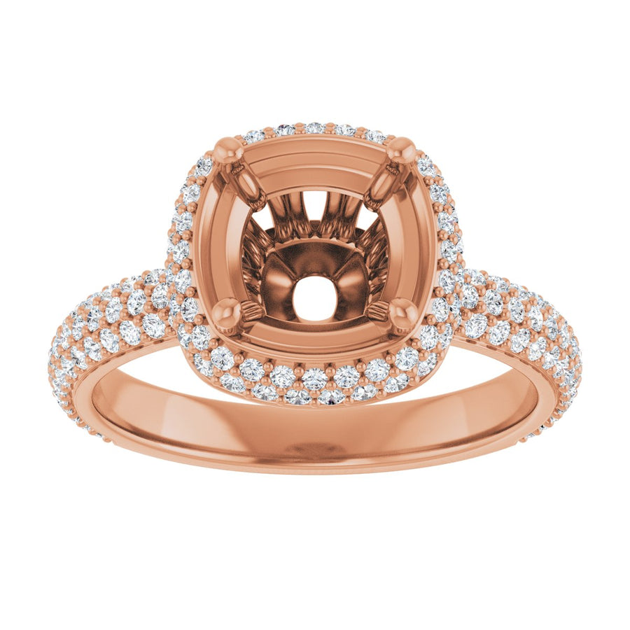 Cushion Pavé-Style Double Halo-Style Engagement Ring Semi-Mount - gallery - Series 123525